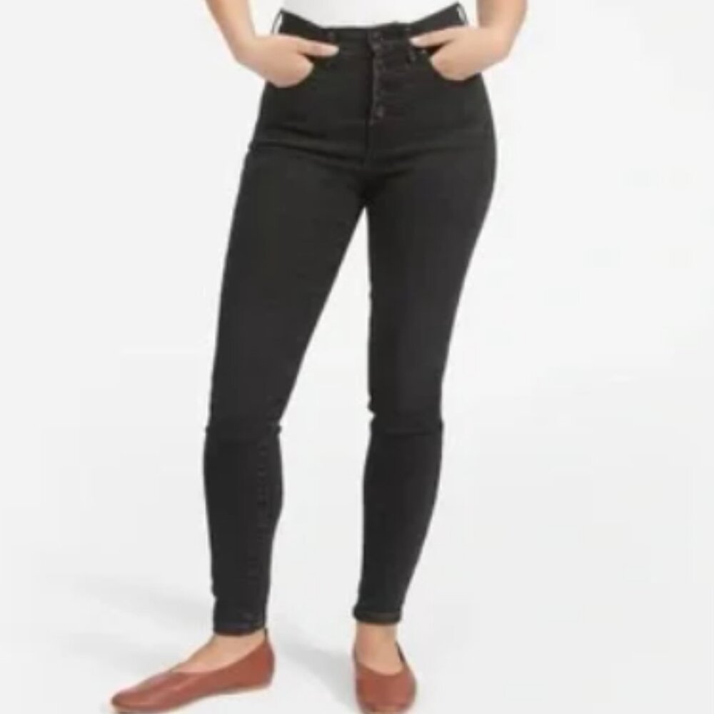 Everlane High Rise Black Buttonfly Skinny Jeans